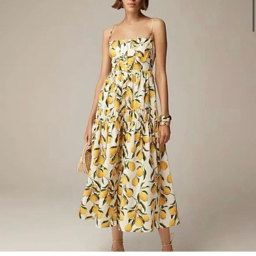 J. Crew lemon 🍋 Yellow and Green Pleated Sundress. Never worn without tags.